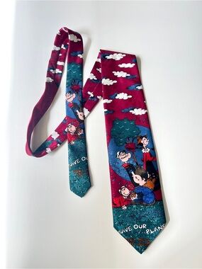 Disney Tie Popeye Save Our Planet Neck Tie Vintage 90’s Popeye Earth Day Novelty